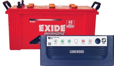 EXIDE INVA HOMZ 1500 Battery with Luminous ECO WATT NEO 700 Tubular ...