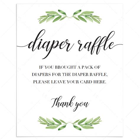 diaper raffle gray and yellow baby shower card printable grey diaper ...