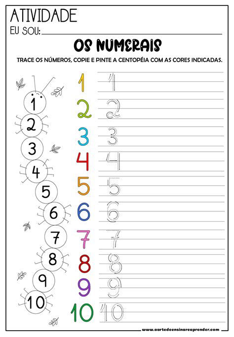 ATIVIDADE PRONTA - TRAÇADO DOS NUMERAIS - A Arte de Ensinar e Aprender
