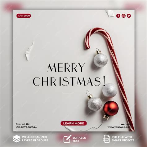 Merry Christmas Social Media Post Design | Premium AI-generated PSD