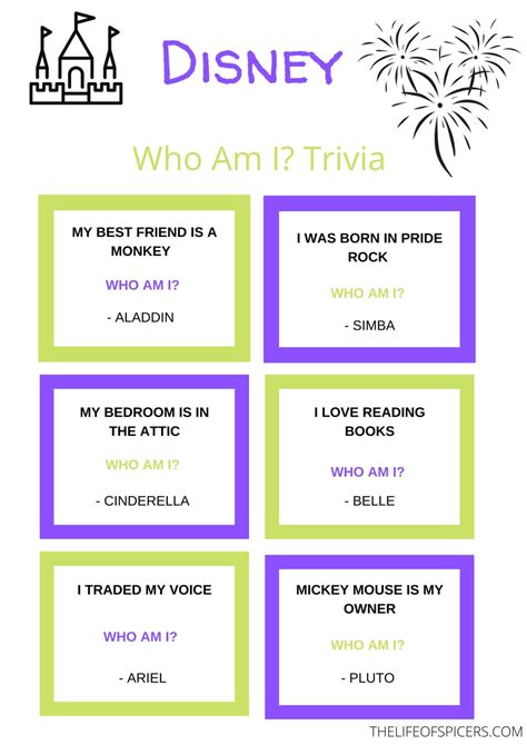 Disney Who Am I Quiz - FREE PRINTABLE - The Life Of Spicers