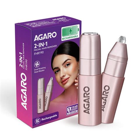 AGARO Facial Hair Remover |Eyebrow Trimmer FHR190 Rose Gold For Women ...