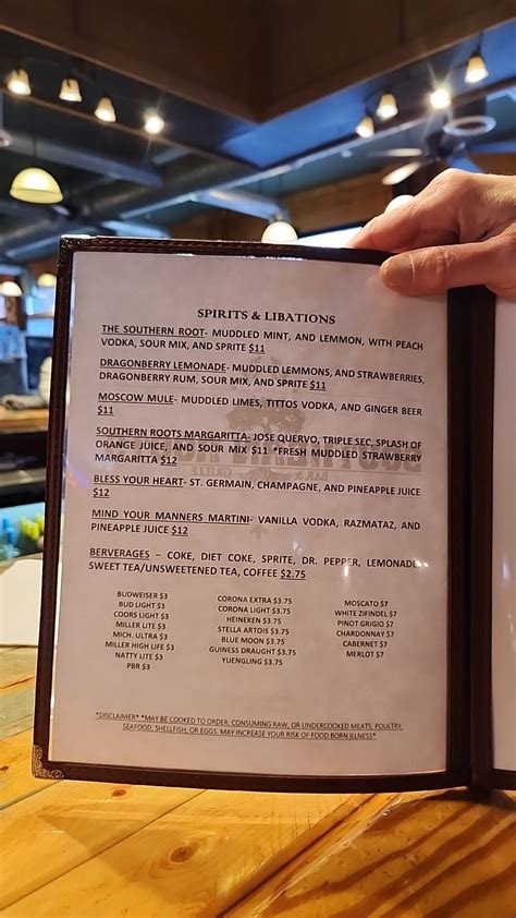 Menu at Southern Roots Bar & Grille, Monroe