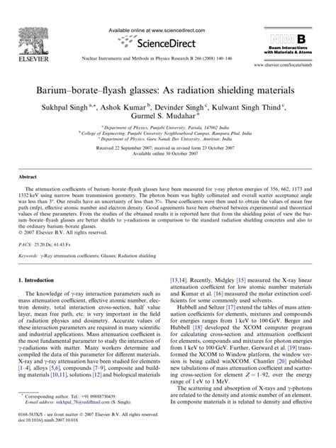 (PDF) Barium–borate–flyash glasses: As radiation shielding materials