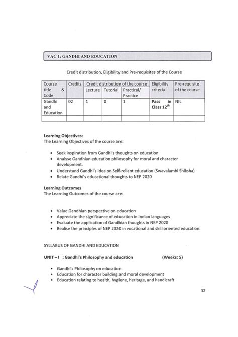 Gandhi and Education (VAC 1): Course Overview and Learning Objectives ...