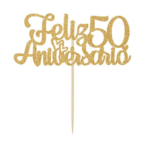 Buy Feliz 50 Aniversario Cake Topper, 50th Anos De Amor Wedding Decor ...