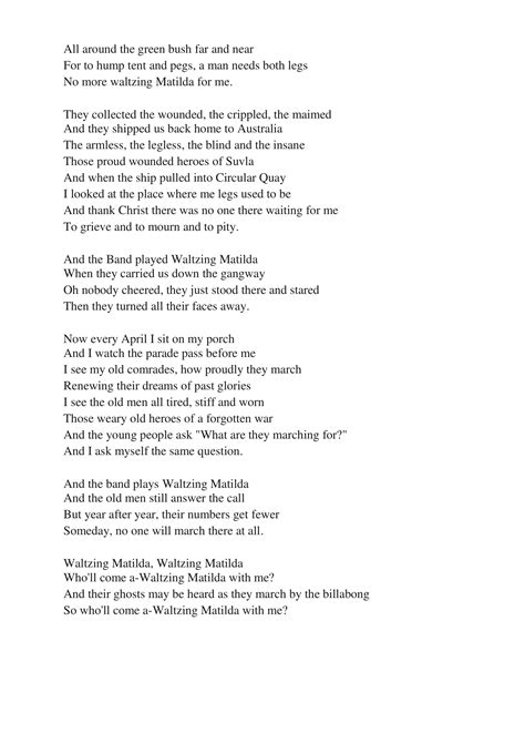 The Band played Waltzing Matilda lyrics - getcrackingguitar