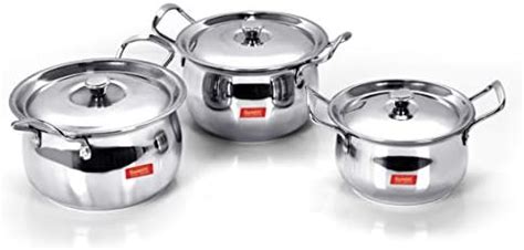 Buy Stainless Steel Donga Set With Lid, 810ml, 2 Piece (Stainless Steel ...