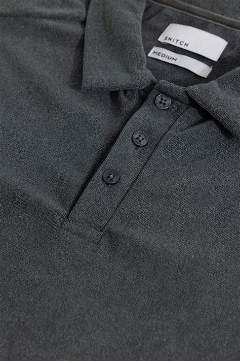 Buy Men's Micro Terry Anchor Grey Polo T-Shirt Online | SNITCH