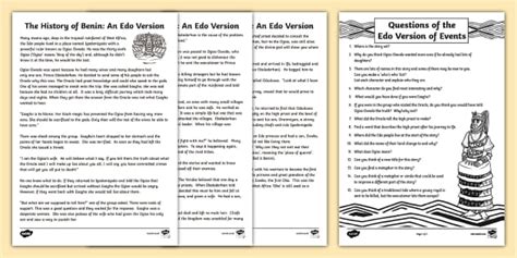 Kingdom of Benin - Edo History: Comprehension Activity
