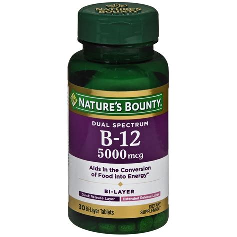 Nature’s Bounty Dual Spectrum B-12 5000 mcg Bi-Layer Tablets – 30 TB – Medcare | Wholesale ...