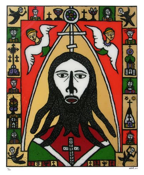 "Christ": Red Reverse Serigraph Painting by Madhvi Parekh | ArtZolo.com