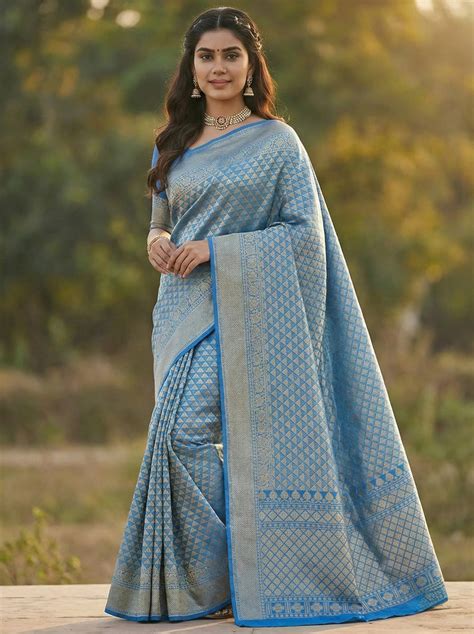 Blue Jacquard Saree for Women – Premium Weave & Festive Elegance – Ibis Fab