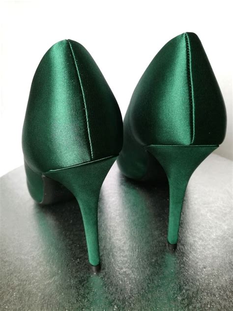 Emerald Green Satin Shoes for Bride or Bridesmaid big Sizes Available ...