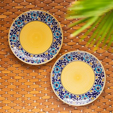 Buy ExclusiveLane 'Badamwari Bagheecha' Ceramic Dinner Plates Set of 2 ...