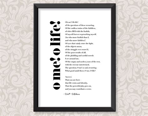 O Me! O Life! by Walt Whitman (2 Sizes: A4 and A3) - Etsy