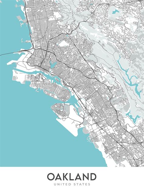 Modern City Map of Oakland, CA: Downtown, Jack London Sq, Chinatown, L – The Unique Maps Co.