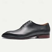 Men's Premium Cowhide Oxford Shoes - Vintage Brogue Lace-Up Dress Shoes ...