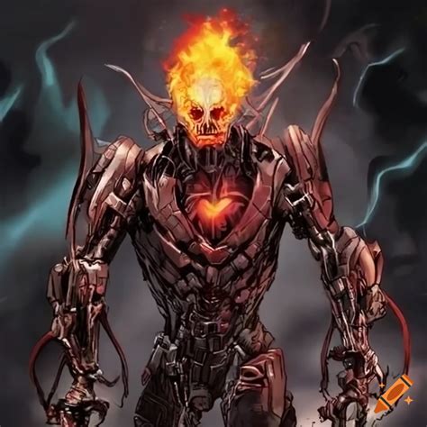 Artwork featuring doom guy, ultron, and ghost rider on Craiyon