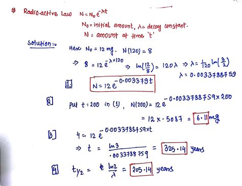[Solved] 12 milligrams of radioactive material decays exponentially. It ...
