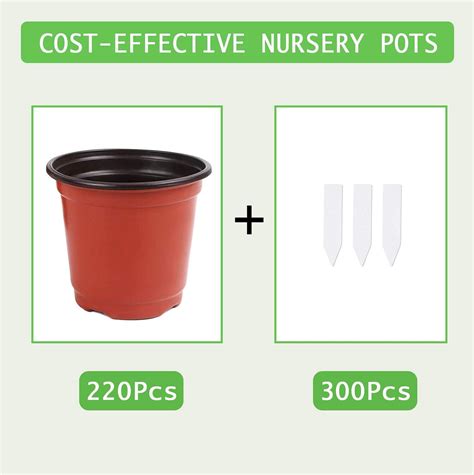 Buy 220 Pcs 4 Inch Plastic Plant Nursery Pots Seed Starting Pots ...