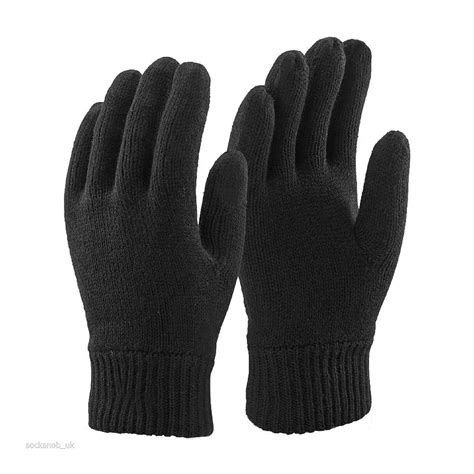 Thinsulated Men's Black Knitted Winter Gloves for Cold Weather - Adult ...
