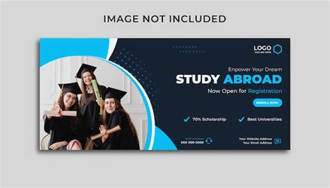 Study abroad social media post or facebook cover template | Premium Vector