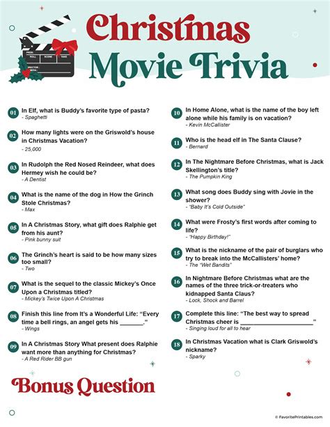 Christmas Movie Trivia Questions And Answers Printable | Rossy Printable