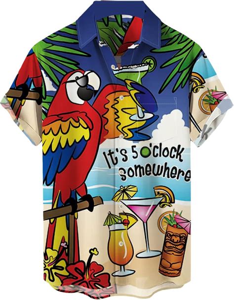 Mens Funny Hawaiian Shirts Short Sleeve Button Down Loose Fit Holiday ...