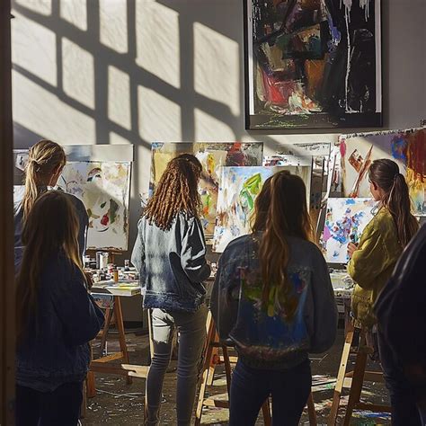 Students immersed in creative art lessons in a classroom | Premium AI ...
