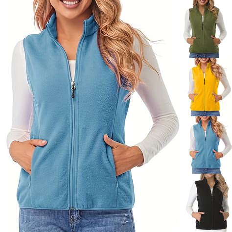 BXINGOHAI Women's Fleece Vest, Soft Sleeveless Classic Fit with Zip up ...