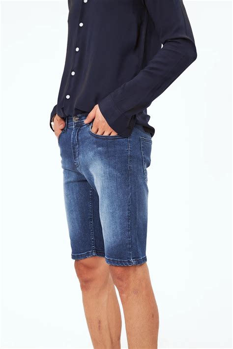 Men's Faded Denim Shorts Blue
