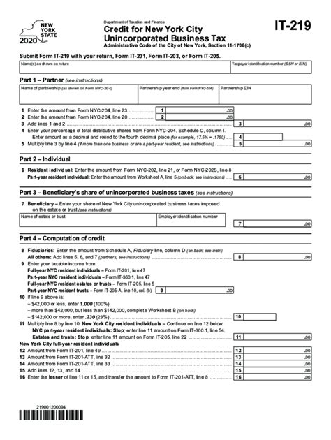 2020 Form NY DTF IT-219 Fill Online, Printable, Fillable, Blank - pdfFiller