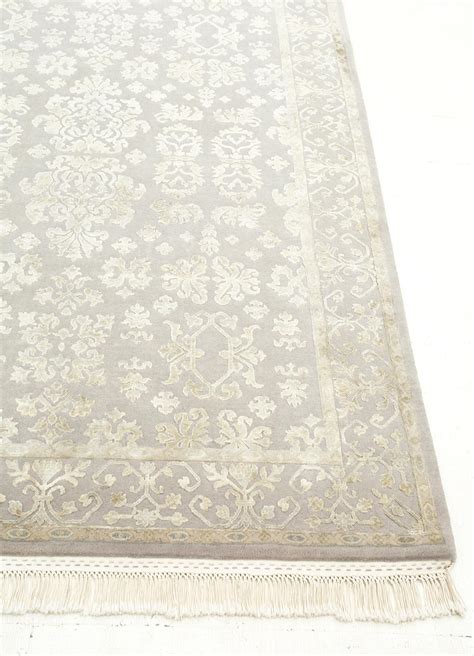 QNQ-641 aurora grey and black Hand Knotted wool and silk Rugs - Jaipur ...
