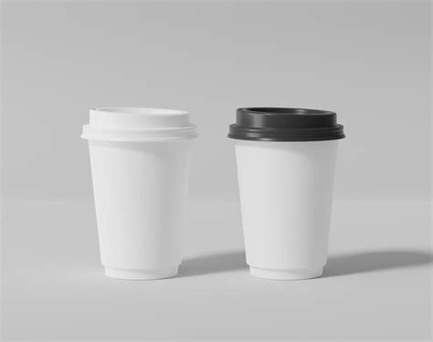 White paper coffee cup mockup realistic round package | Premium Photo
