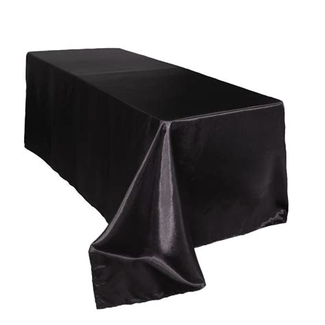 90 x 132 Inch Rectangular Satin Tablecloth Black