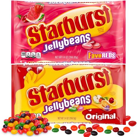Starburst Jelly Beans â€“ 2-Pack Fave Reds Jelly Beans and Original (14 ...