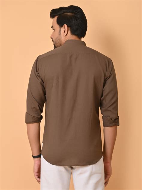 VJR Chocolate Brown Solid Shirt – Virasat Jaipuri Rang