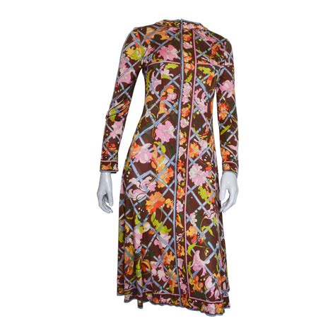 Emilio Pucci Brown Floral Print Silk Dress For Sale at 1stDibs | brown ...