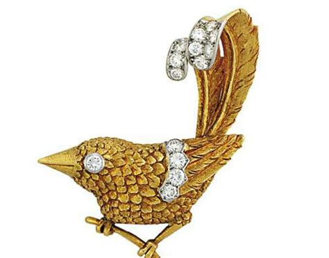 A DIAMOND-SET BIRD BROOCH, BY CARTIER Realistically modelled, the ...