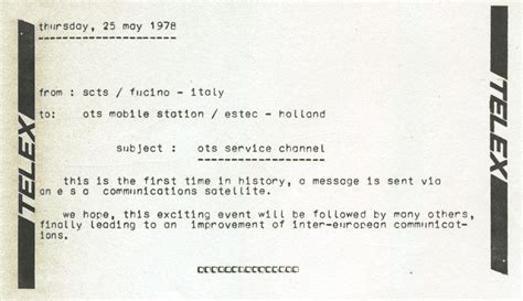 Space in Images - 2005 - 05 - First telex ever sent by an ESA satellite