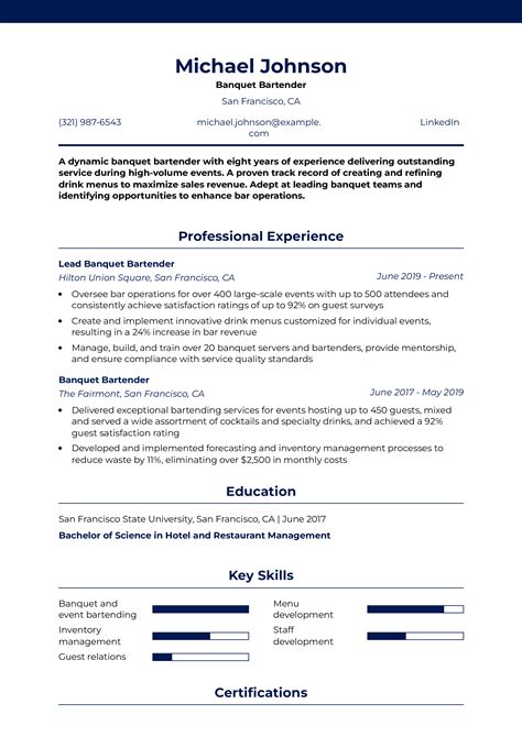 20 Bartender Resume Examples and Templates for 2025 - Resume.org