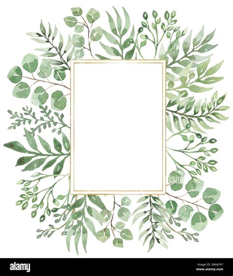 Greenery Clip Art Borders Watercolor Greenery Frame Images – Browse
