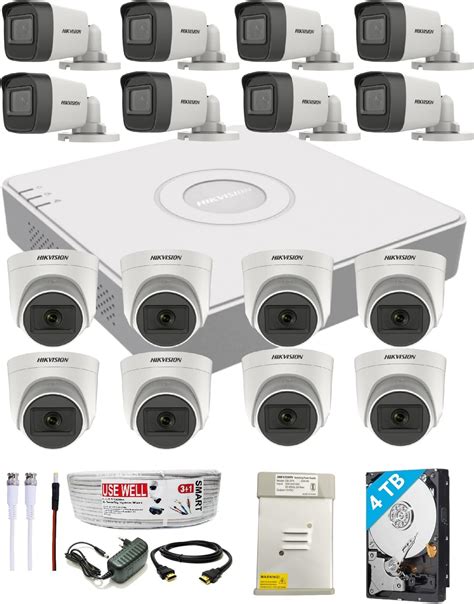 HIKVISION 16 Channel DVR with 5MP 8 Dome & 8 Bullet Cameras with Audio ...