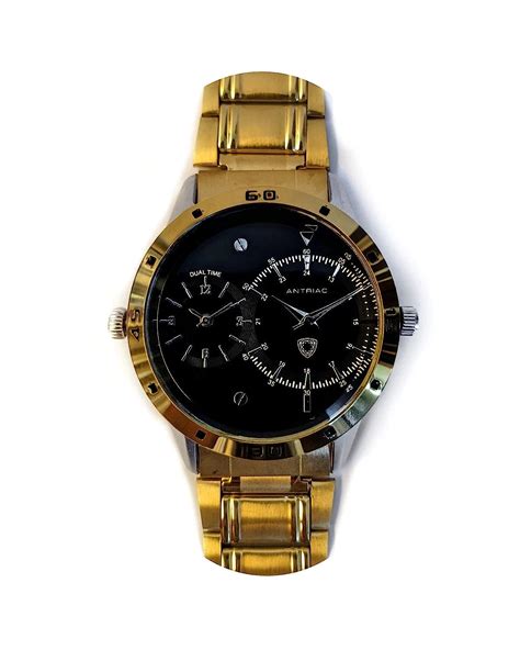 Buy ANTRIAC Monarch Gold Dual Time Zone Watch - Dual Time Watch - Made ...