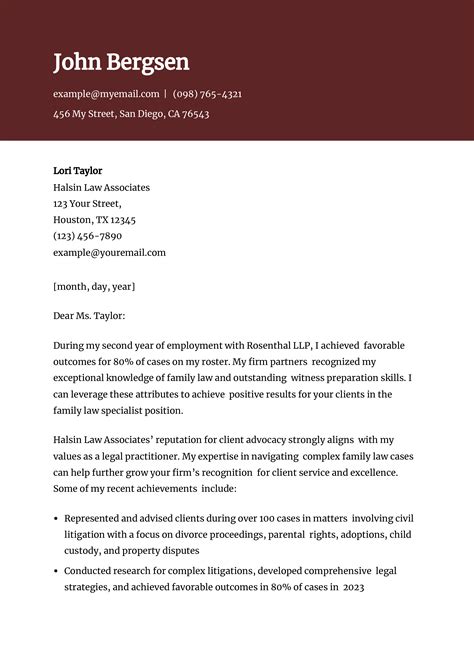 Lawyer Cover Letter Examples and Templates for 2025 - ResumeBuilder.com