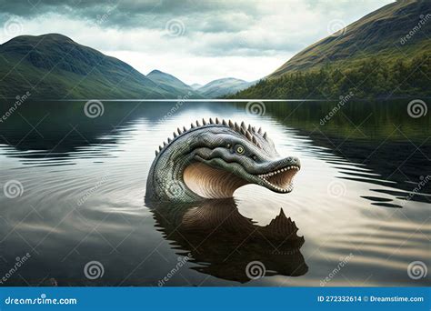 Mythical Creature of Reptile Loch Ness Monster in Lake of Scotland ...