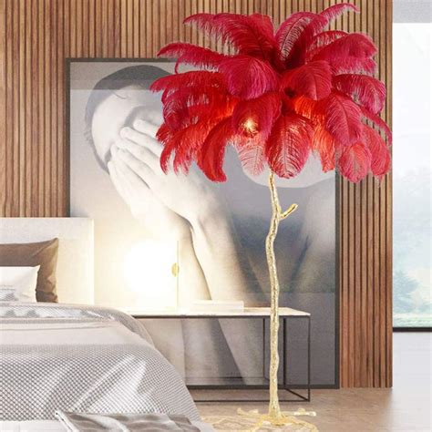 Floor Lamp, Simple Modern LED Floor Lamp Luxury Ostrich Feather Floor ...