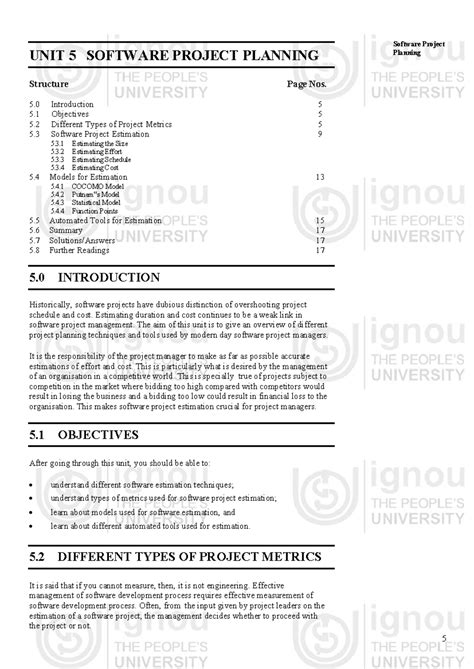 Software Engineering 5 - UNIT 5 SOFTWARE PROJECT PLANNING Software ...