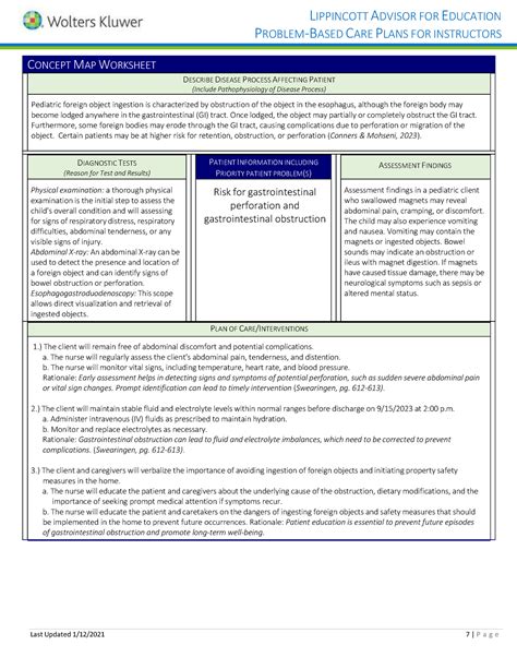 Chelsea Hebert - Pediatric Concept Map, Nurses Notes, and Self-Evaluation - LIPPINCOTT ADVISOR ...